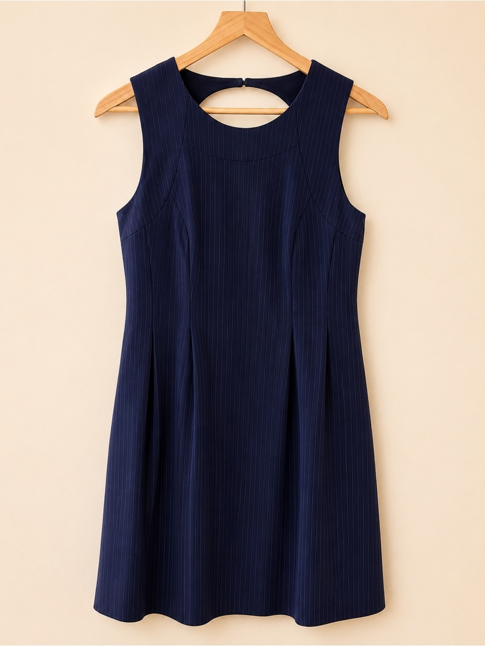 RW&CO. Navy Pinstripe Sleeveless Midi Dress
